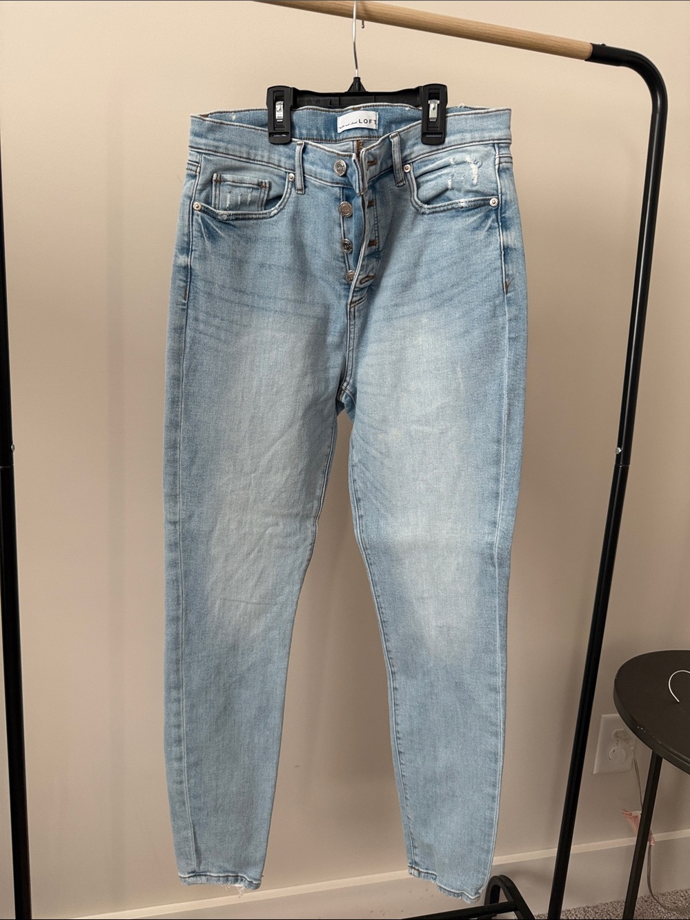 LOFT Light Blue High-Rise Button-Fly Jeans
